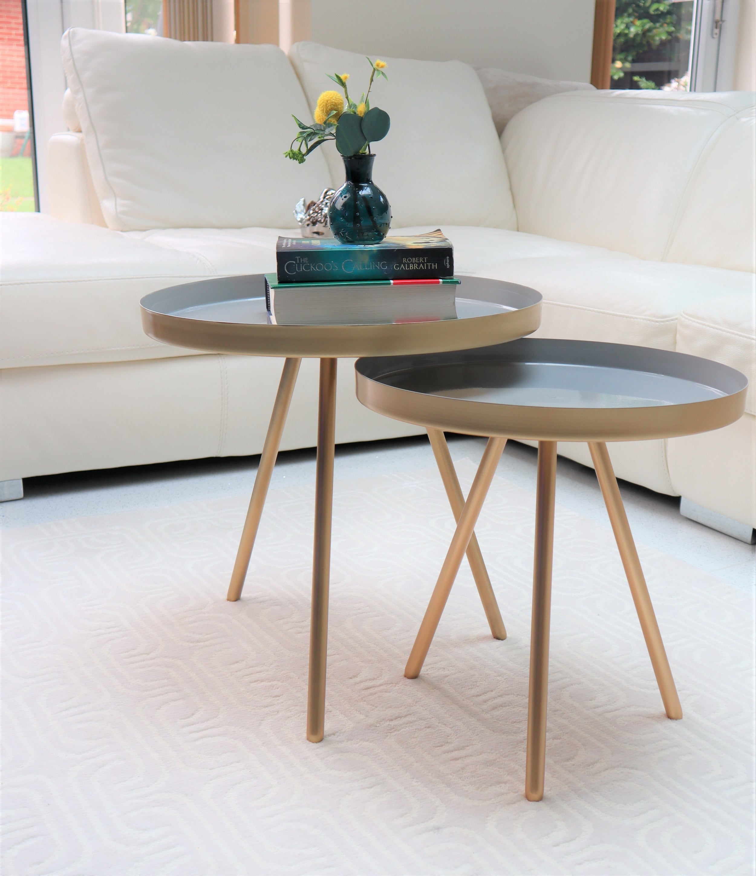 Grey tray online side table