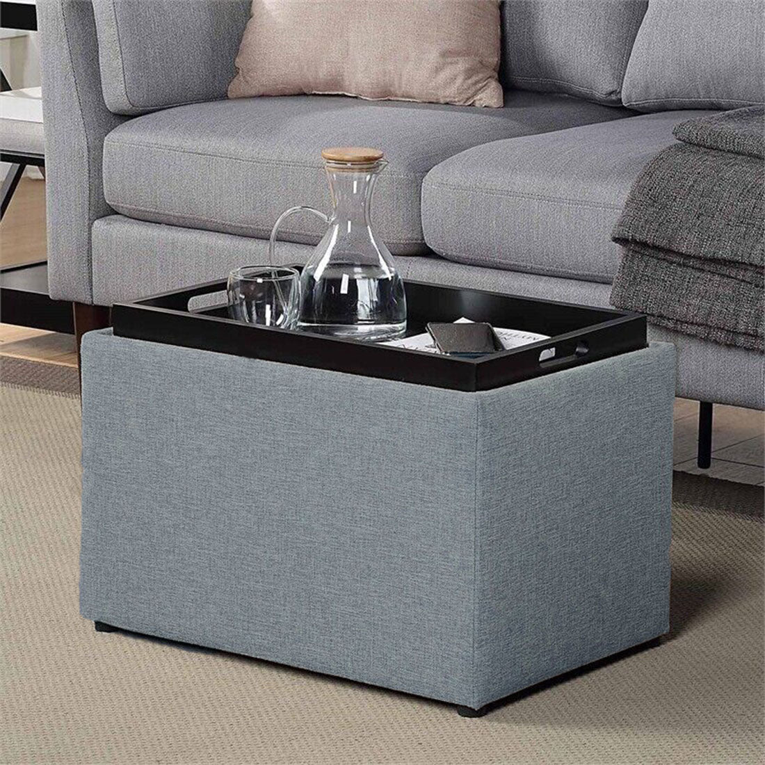 Merton Grey Storage Ottoman Bench