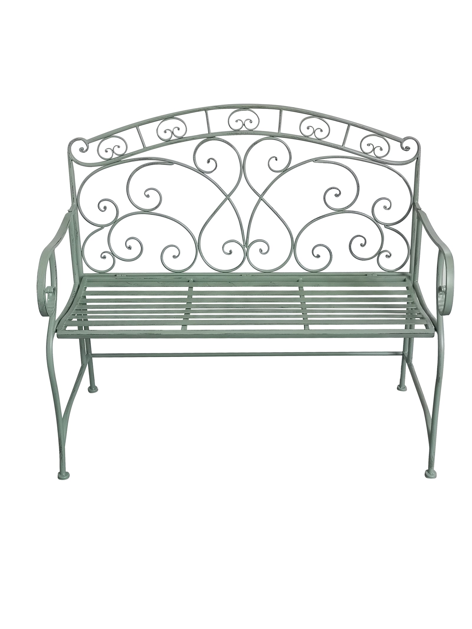 Salvora French Style Folding Metal Garden Bench, Sage Green-GF11SAGE