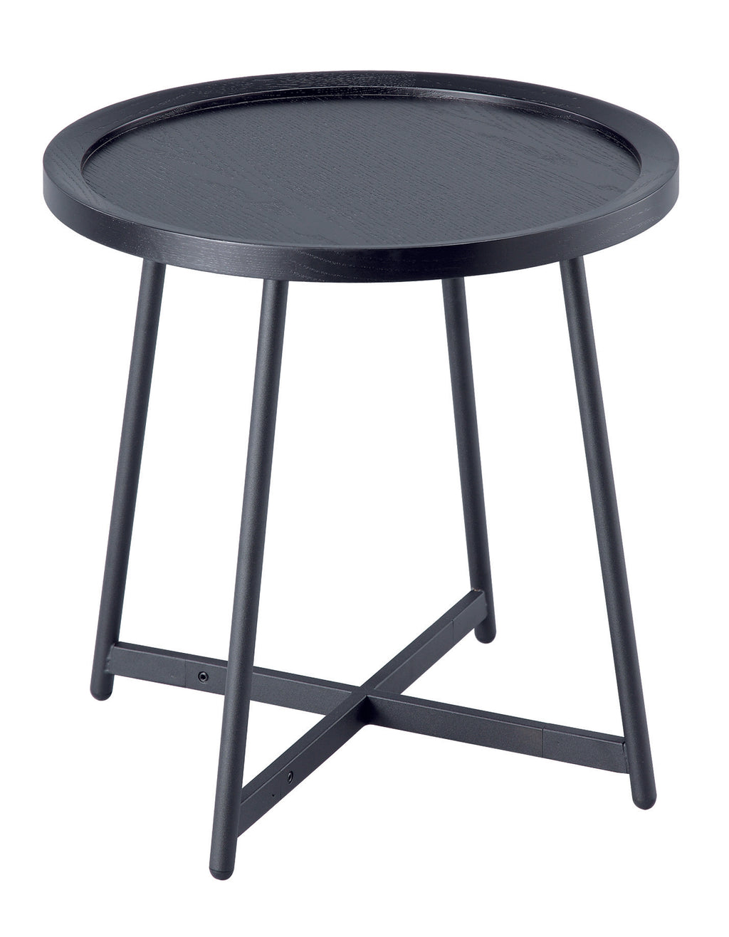 Louisa Round Side Table-Oak Veneer in Black Finish